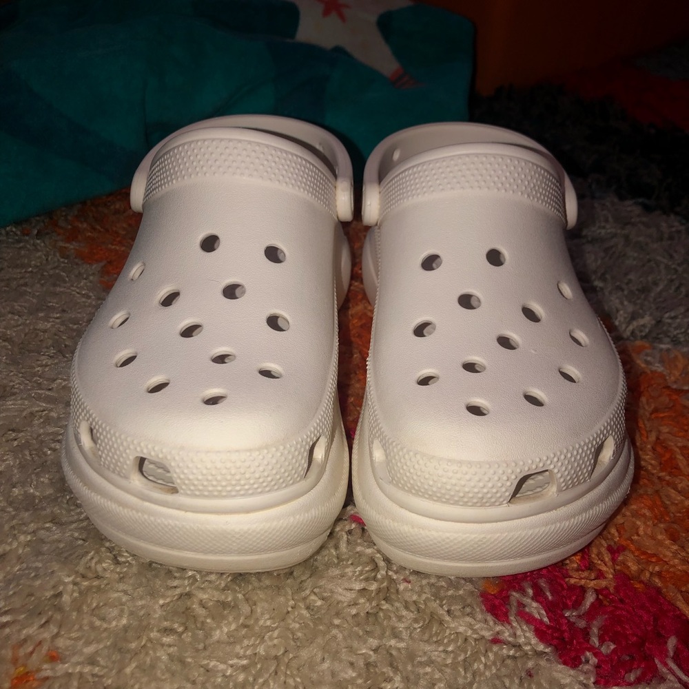 White Bae Crocs